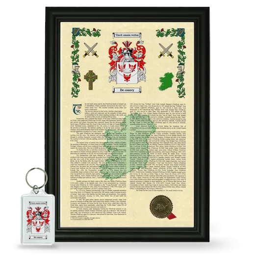 De courcy Framed Armorial History and Keychain - Black